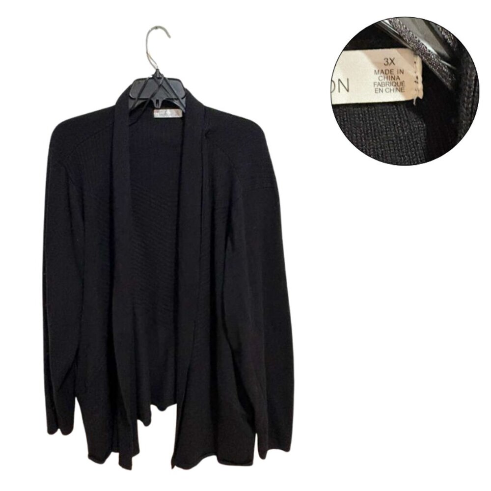 Plus Size Black Cardigan 3X Cozy Minimalist Layering Sweater